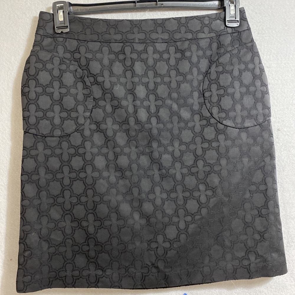 J. McLaughlin Women's Textured Print Black Pencil Skirt Sz 6